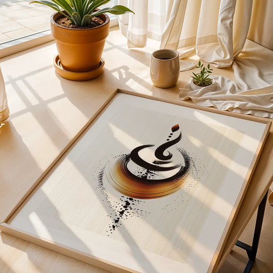 An Unalome Poster in black and orange