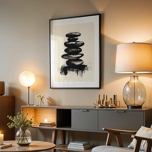 Zen Art Stacked Stones Ink Print