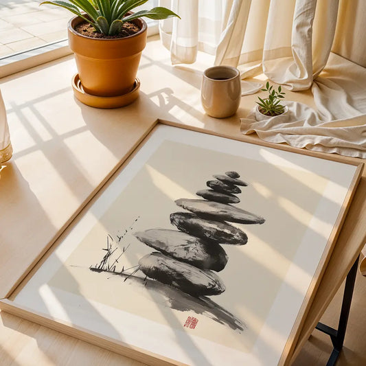 Stacked Stone Zen Poster